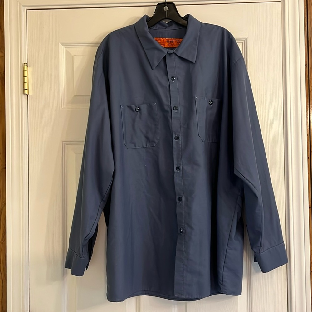 Red Kap Men’s Mechanic Blue Work Wear Button-Up Long Sleeve Shirt Size 3XL